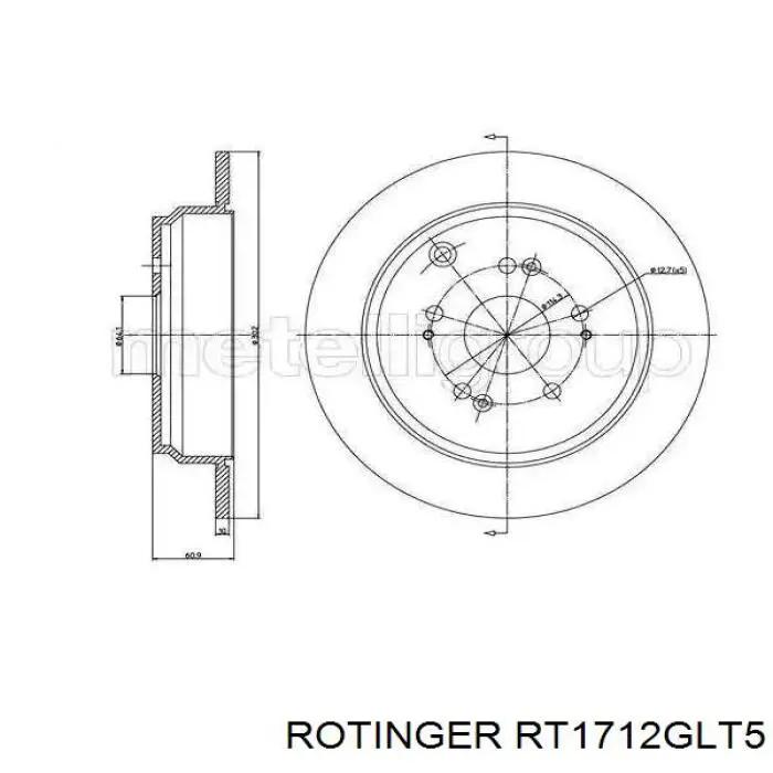 Гальмівні диски RT1712GLT5 Rotinger