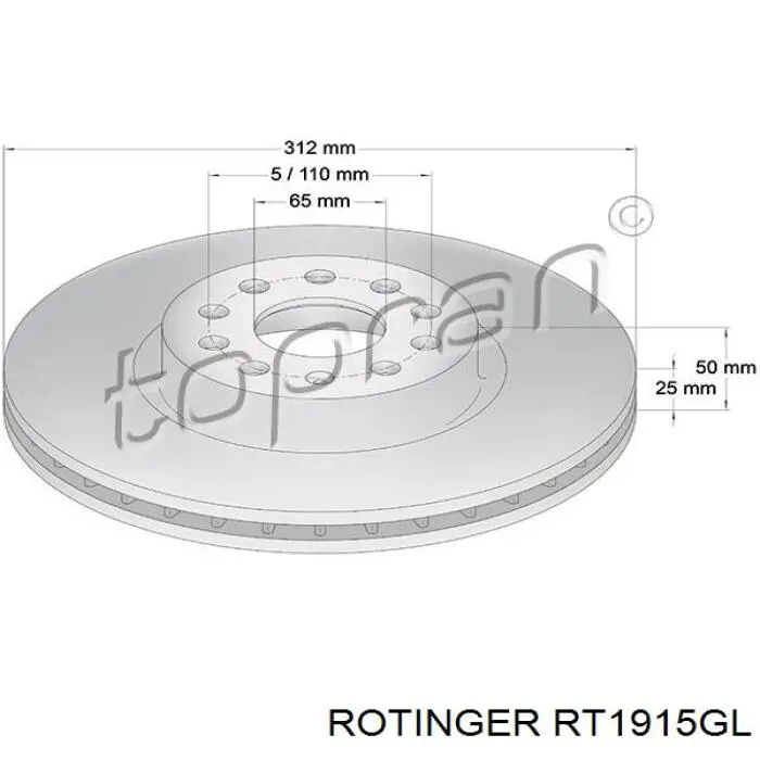 Диск гальмівний задній Rotinger RT1915GL
