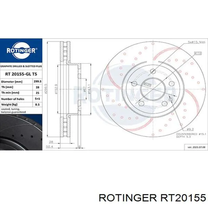 Гальмівні диски передні RT20155 Rotinger