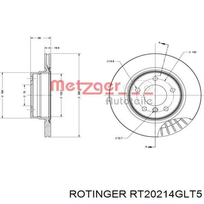 Задні дискові гальма Rotinger RT20214GLT5 ціна, від 41.83 USD