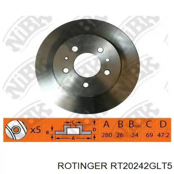 Гальмівні диски передні RT20242GLT5 Rotinger