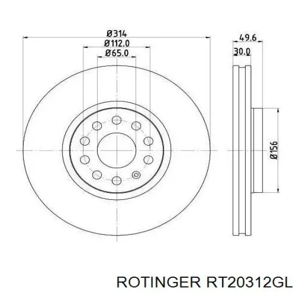Гальмівні диски передні RT20312GL Rotinger