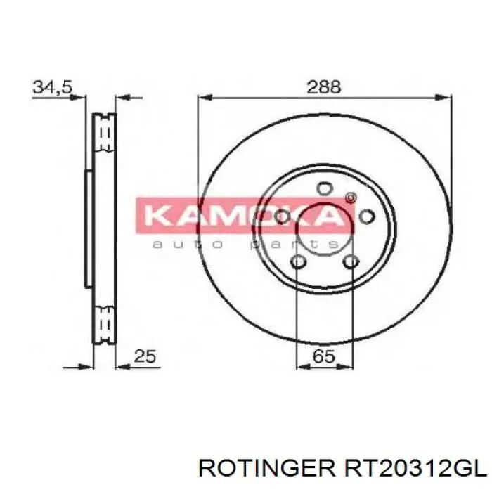 Диск гальмівний передній Rotinger RT20312GL