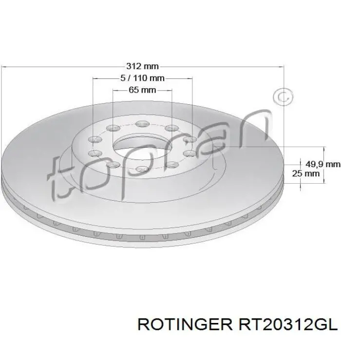 Купити RT20312GL Rotinger Ротор гальмівний