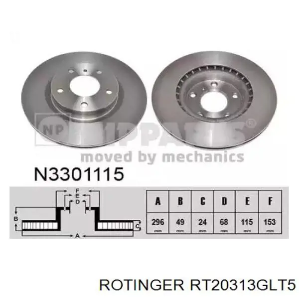 Диск гальмівний задній Rotinger RT20313GLT5