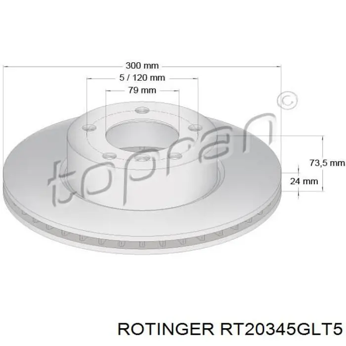 Диск переднього гальма Rotinger RT20345GLT5 ціна, від 57.53 USD