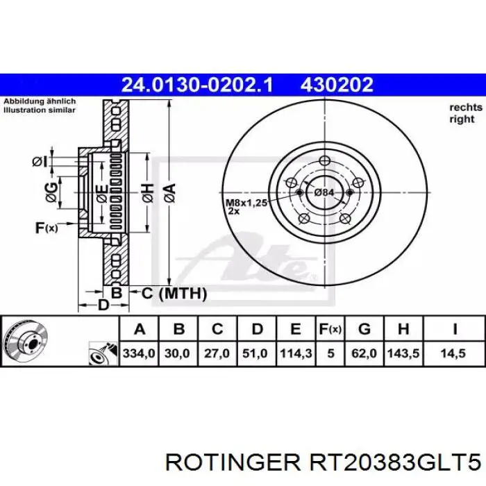 Диск переднього гальма Rotinger RT20383GLT5 ціна, від 107.75 USD