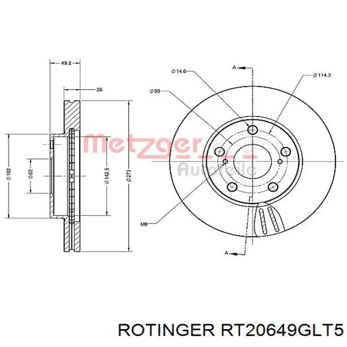 Купити RT20649GLT5 Rotinger Ротор гальмівний