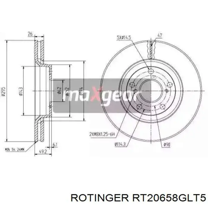 Гальмівні диски передні RT20658GLT5 Rotinger