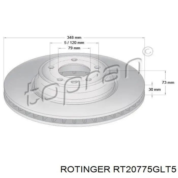 Диск переднього гальма Rotinger RT20775GLT5 ціна, від 93.60 USD