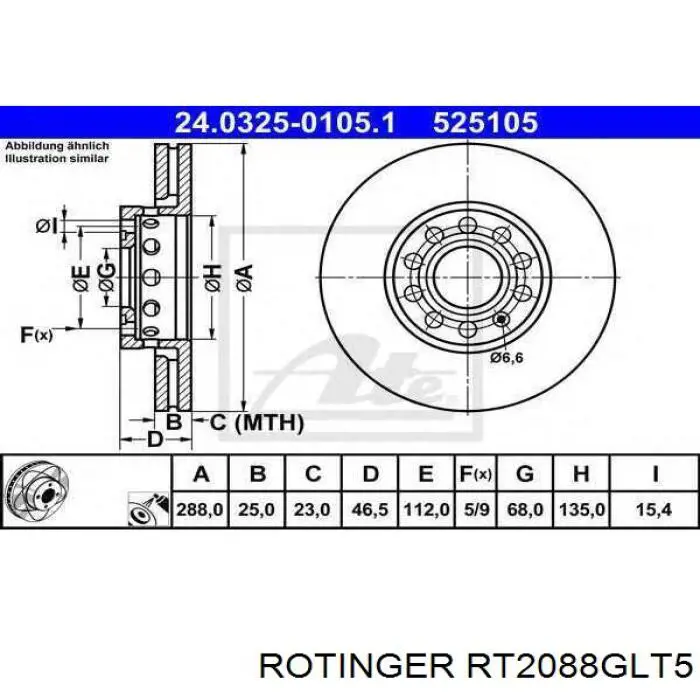 Гальмівні диски передні RT2088GLT5 Rotinger