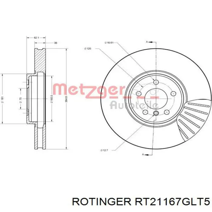Купити RT21167GLT5 Rotinger Ротор гальмівний