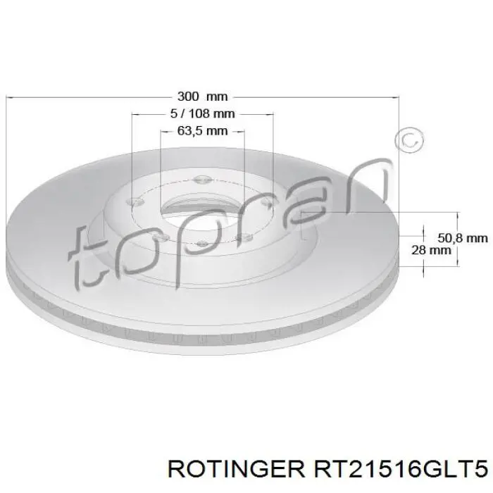 Диск гальмівний передній RT21516GLT5 Rotinger