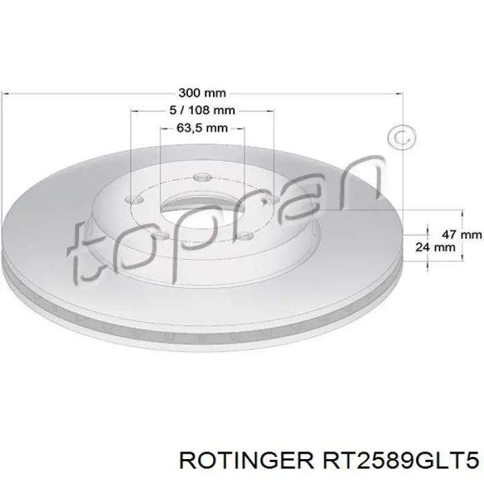 Диск переднього гальма Rotinger RT2589GLT5 ціна, від 42.47 USD