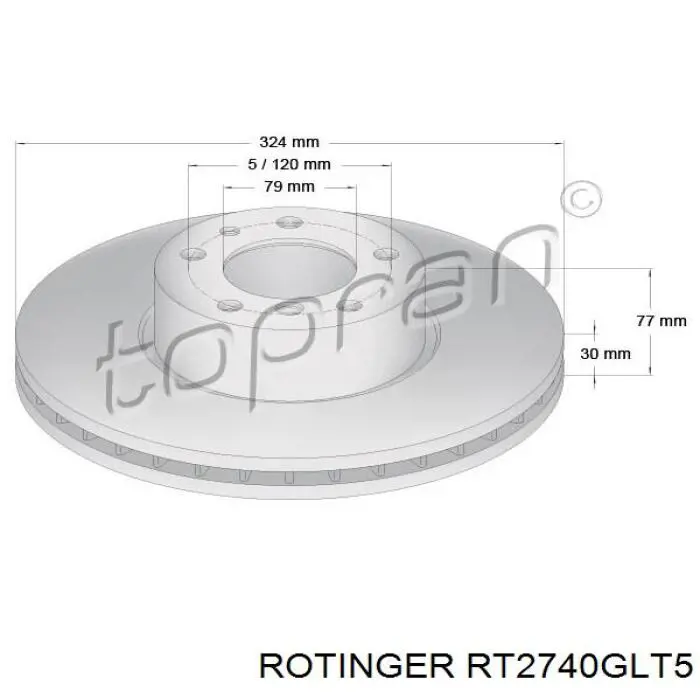 Диск гальмівний передній RT2740GLT5 Rotinger