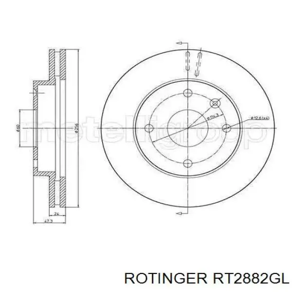 Диск гальмівний передній Rotinger RT2882GL