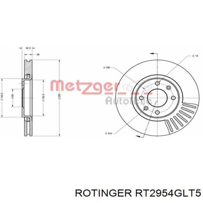 Купити RT2954GLT5 Rotinger Ротор гальмівний