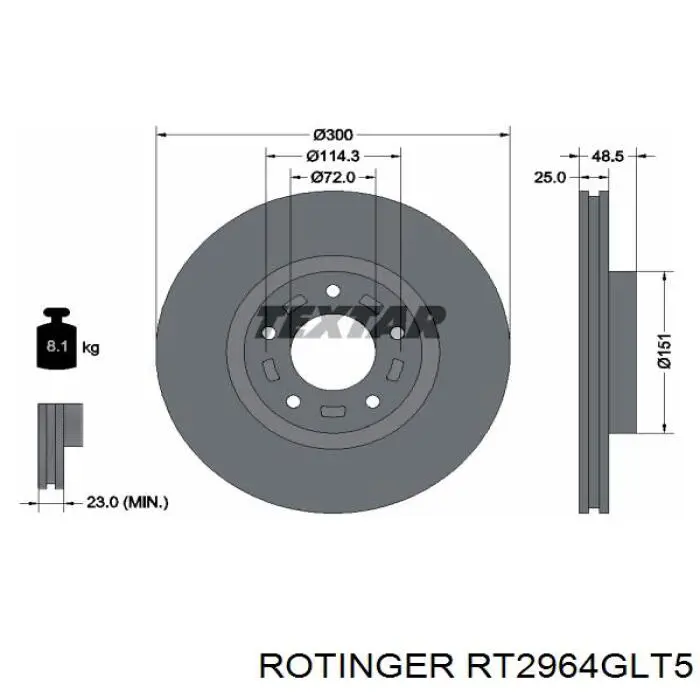 Купити RT2964GLT5 Rotinger Ротор гальмівний