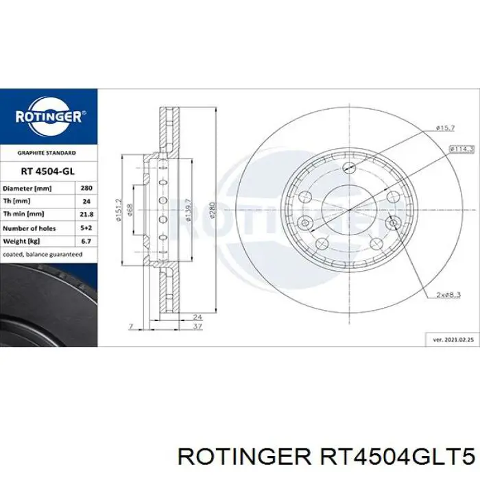 RT4504GLT5 Rotinger Гальмо дискове переднє