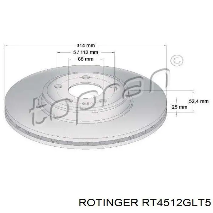 Диск переднього гальма Rotinger RT4512GLT5 ціна, від 62.14 USD