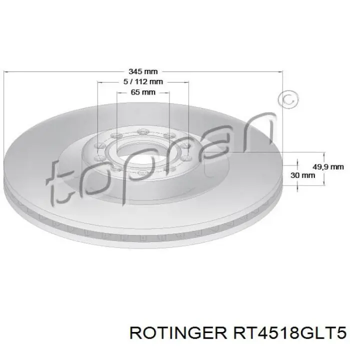 Диск переднього гальма Rotinger RT4518GLT5 ціна, від 83.34 USD