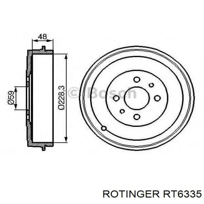 Барабан гальмівний задній RT6335 Rotinger