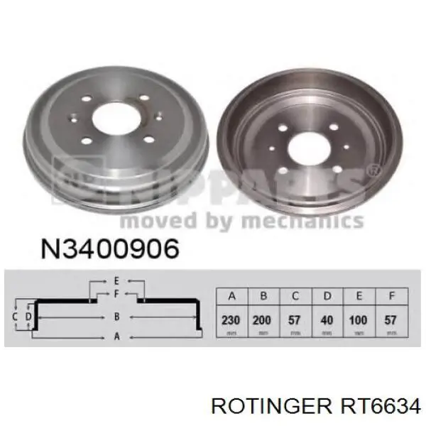 RT6634 Rotinger Барабан гальмівний задній