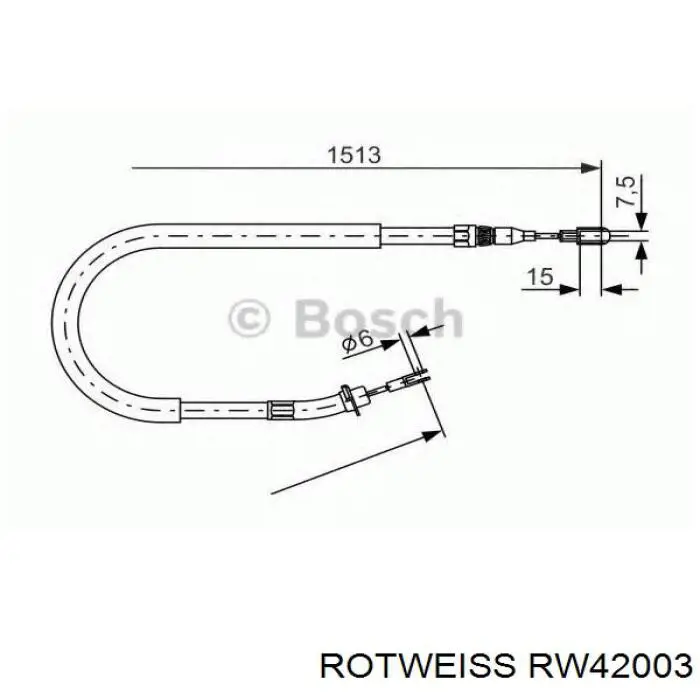 Трос ручного гальма задній, правий/лівий Rotweiss RW42003 ціна, від 13.27 USD