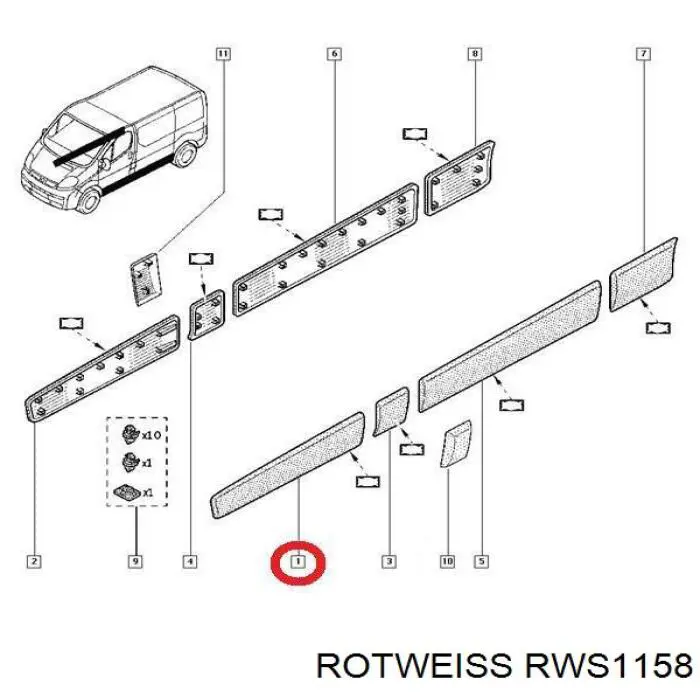 RWS1158 Rotweiss накладка передньої лівої двері