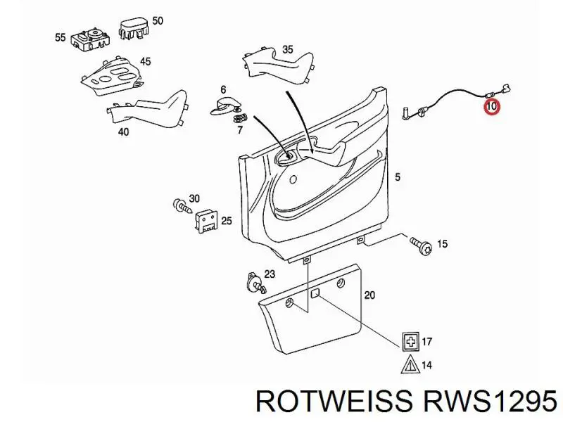 Трос відкривання двері передньої лівої RWS1295 Rotweiss