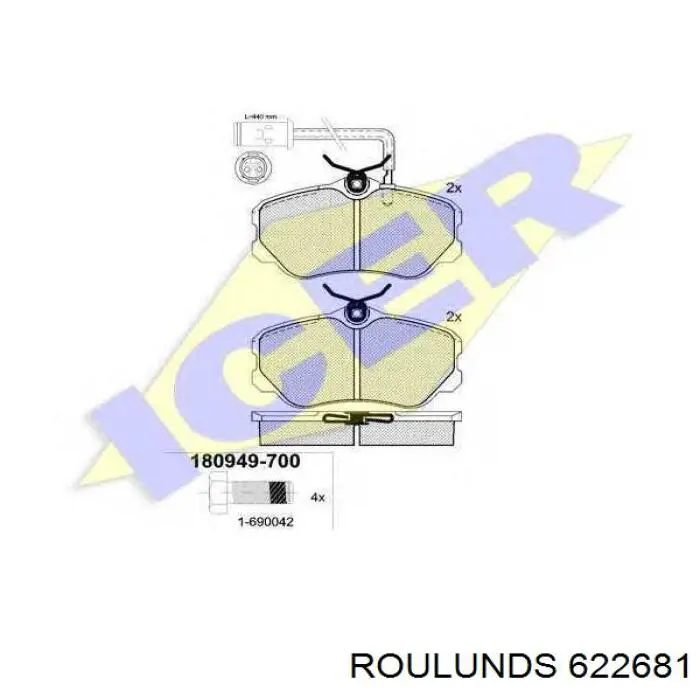 622681 Roulunds колодки гальмівні передні, дискові