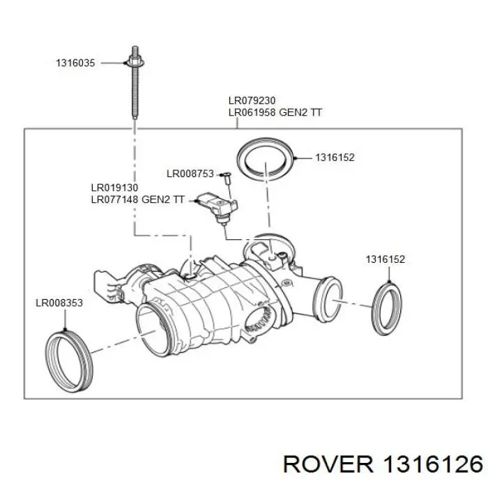 Датчик тиску у впускному колекторі, MAP 1316126 Rover