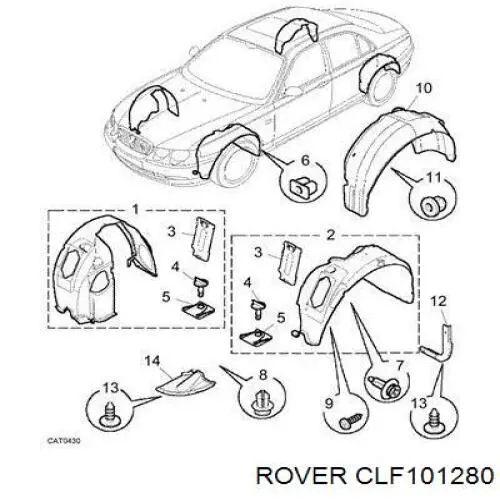  Підкрилок заднього крила, правий Rover 75 