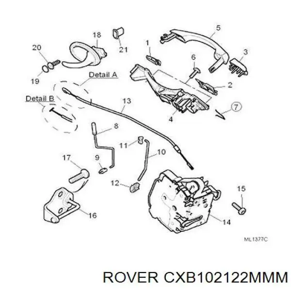  Ручка передньої двері зовнішня Rover 75 