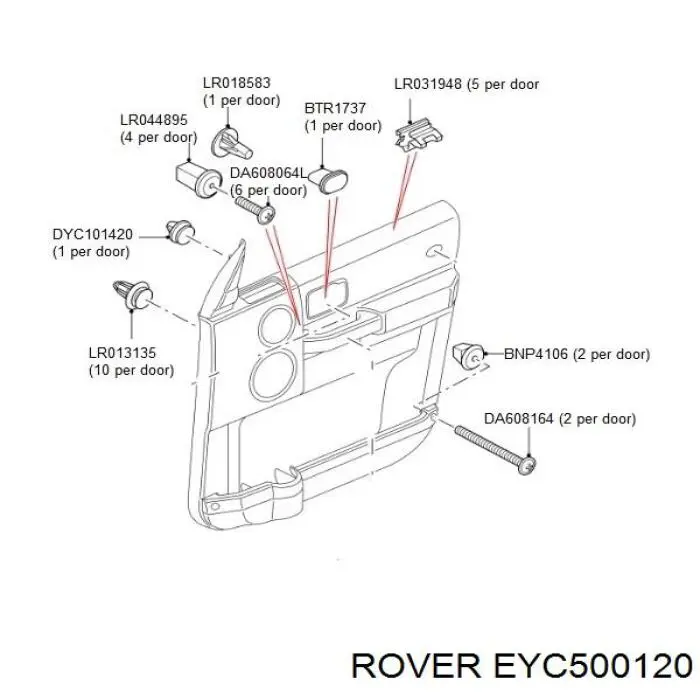 Пістон (кліп) кріплення обшивки дверей EYC500120 Rover