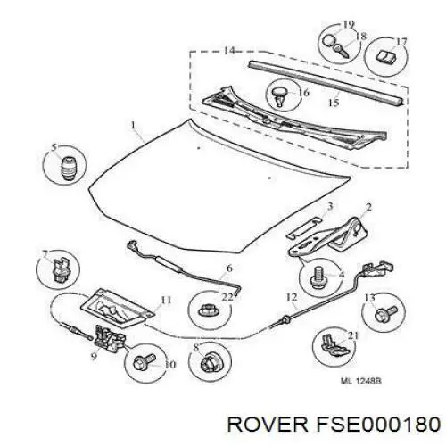 Трос відкриття капота Rover 25 (RF) (Ровер 25)