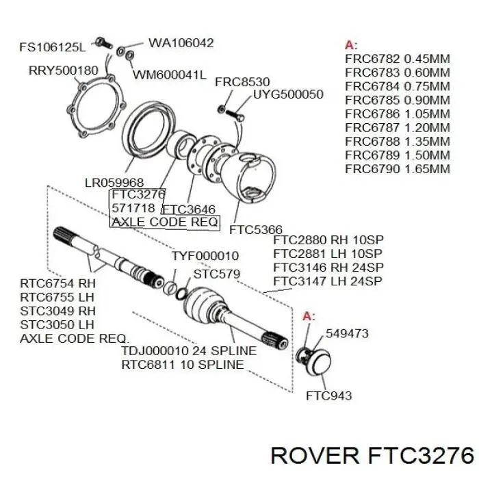 Сальник піввісі переднього моста FTC3276 Rover