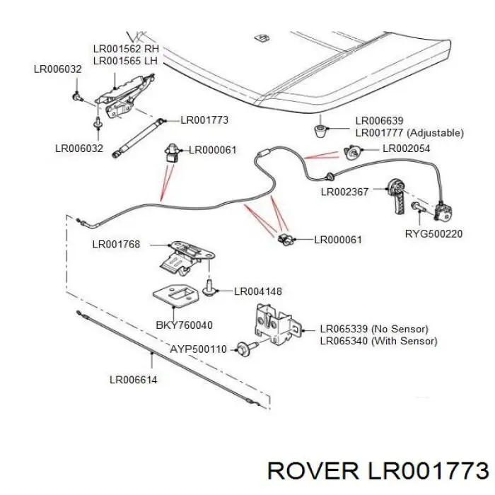 Амортизатор капота газовий Rover LR001773 ціна, від 8.94 USD