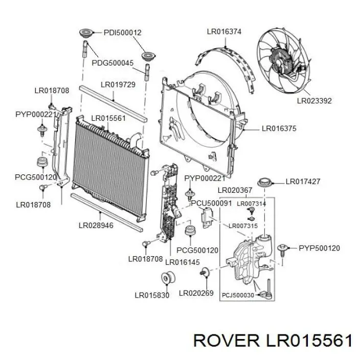 LR015561 Rover радіатор охолодження двигуна