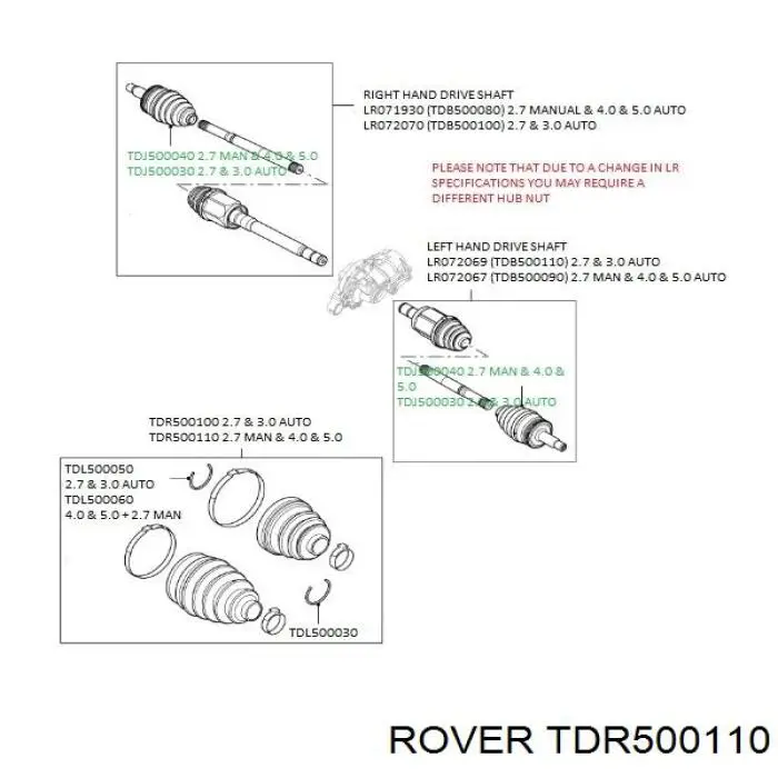 Пильник ШРУСа зовнішній TDR500110 Rover