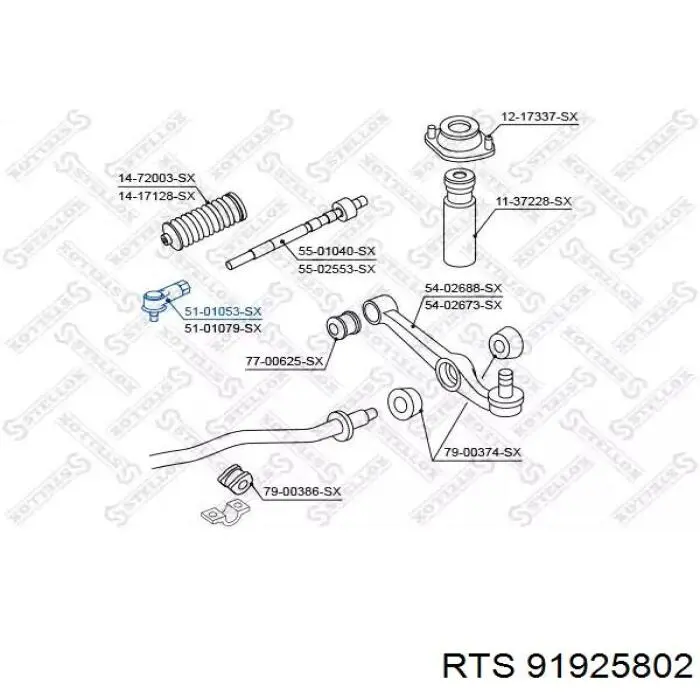 Наконечник рульовий RTS 91925802 ціна, від 8.72 USD