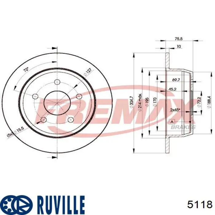 Комплект підшипник маточини передньої Ruville 5118 ціна, від 12.37 USD