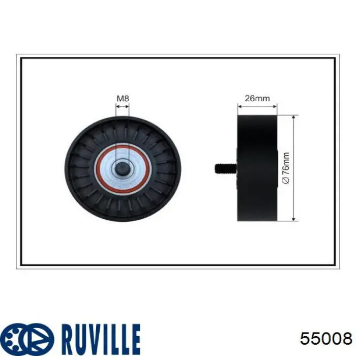 55008 Ruville ролик натягувача приводного ременя
