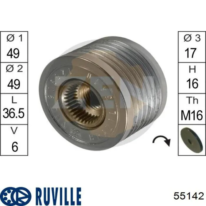 55142 Ruville Обгонна муфта генератора
