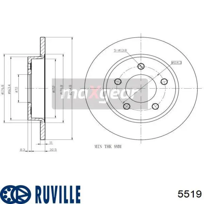 Підшипник задньої ступиці 5519 Ruville