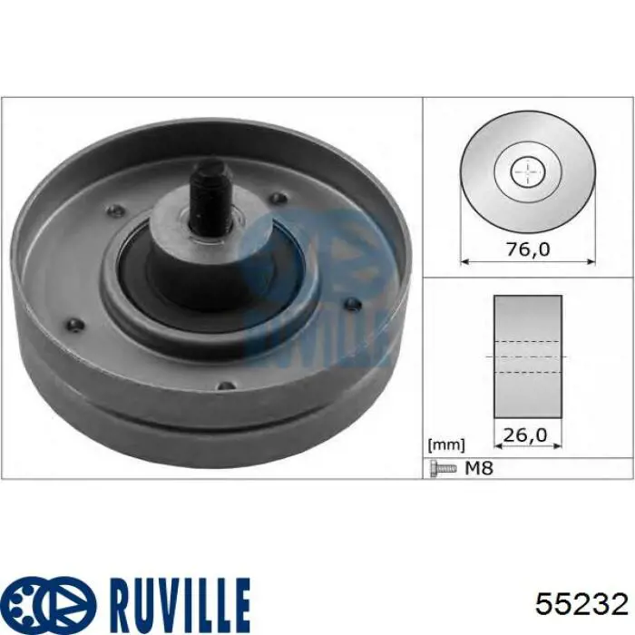 Купити 55232 Ruville Ролик приводного ременя, паразитний