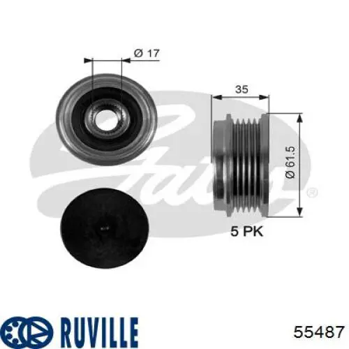 Шків генератора 55487 Ruville