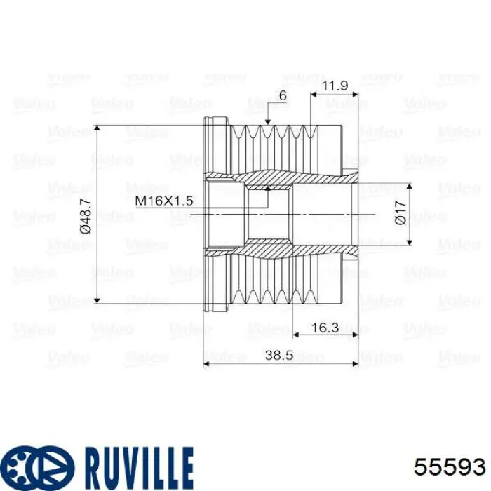 Шків генератора 55593 Ruville