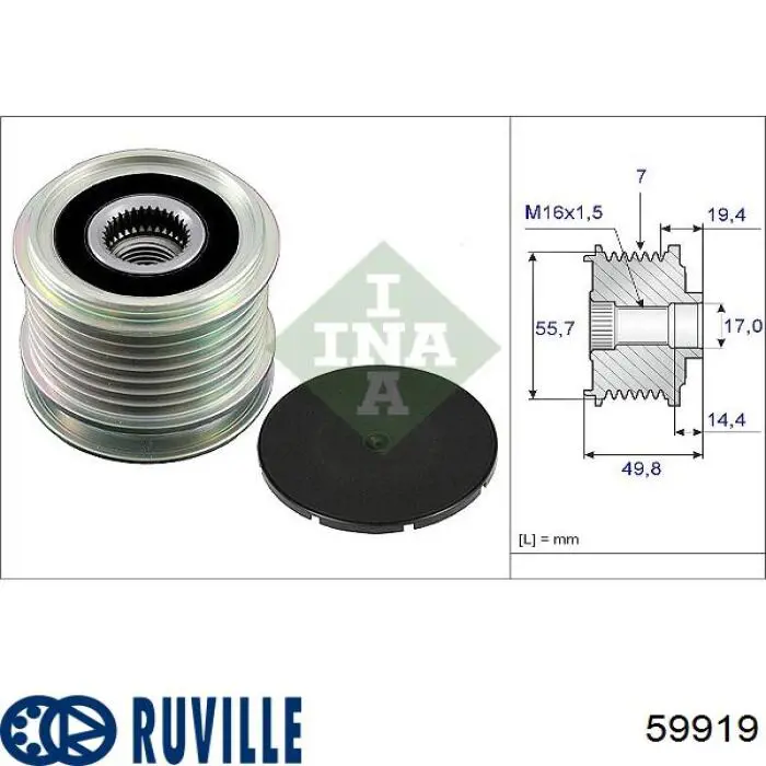 Шків генератора 59919 Ruville