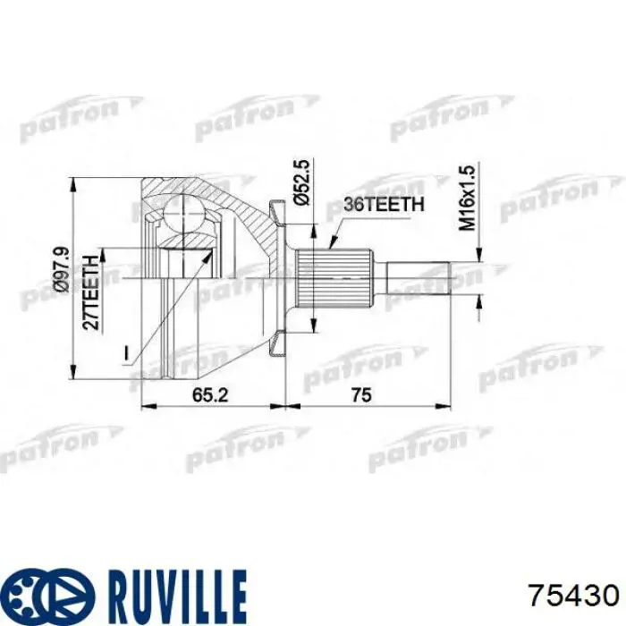 Купити 75430 Ruville Шарнір приводу зовнішній